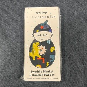 Little Sleepies Dinosaur Swaddle and Hat Set